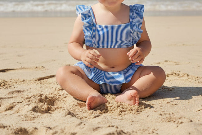 Girls Seersucker Bathing Suit
