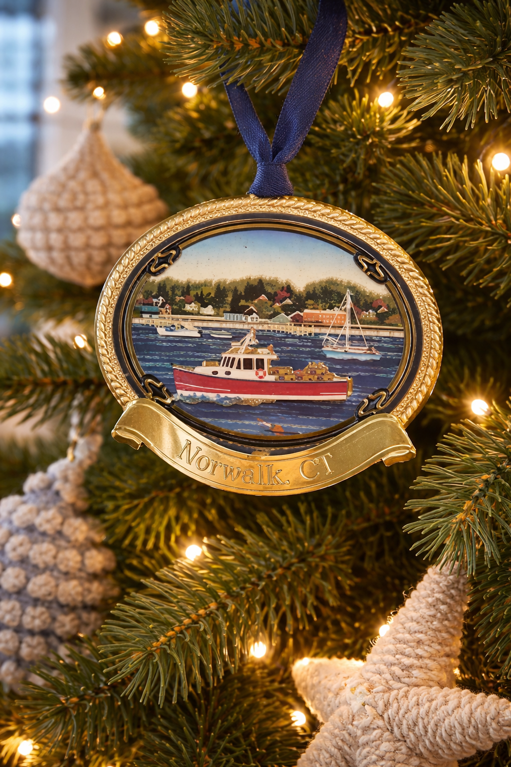 Norwalk Lobster Boat Christmas Ornament