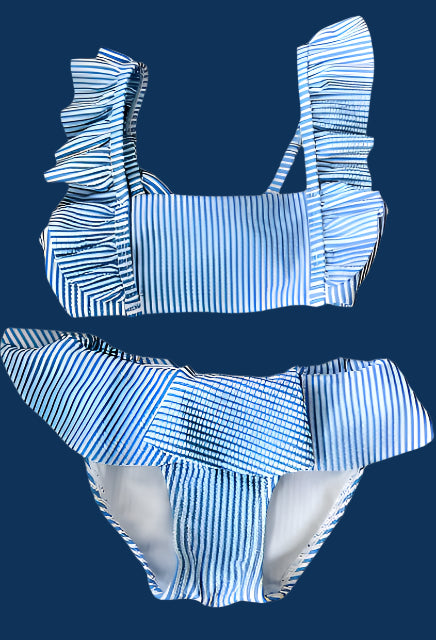 Girls Seersucker Bathing Suit