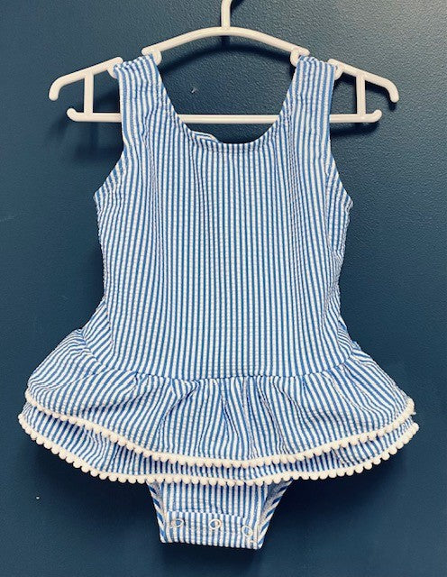 Girls Seersucker Bathing Suit