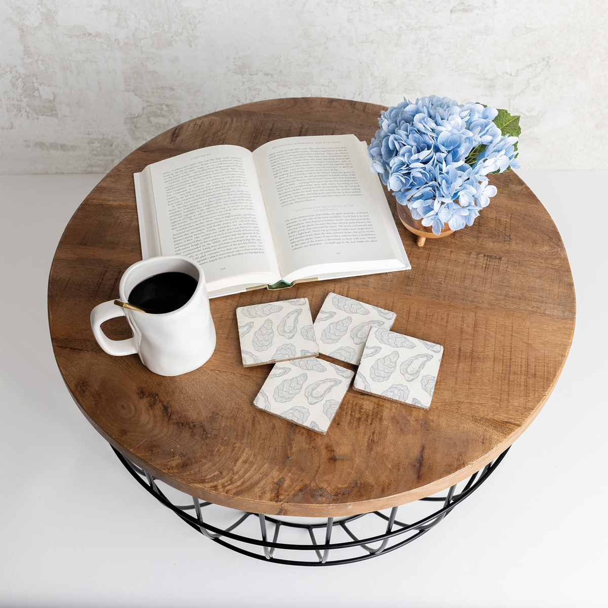 Oysters Coaster Set | Coastal Decor | Wooden Coasters