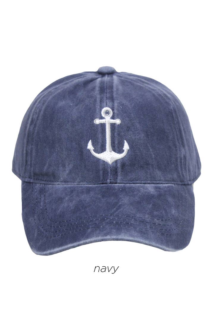 Anchor Embroidered Baseball Cap